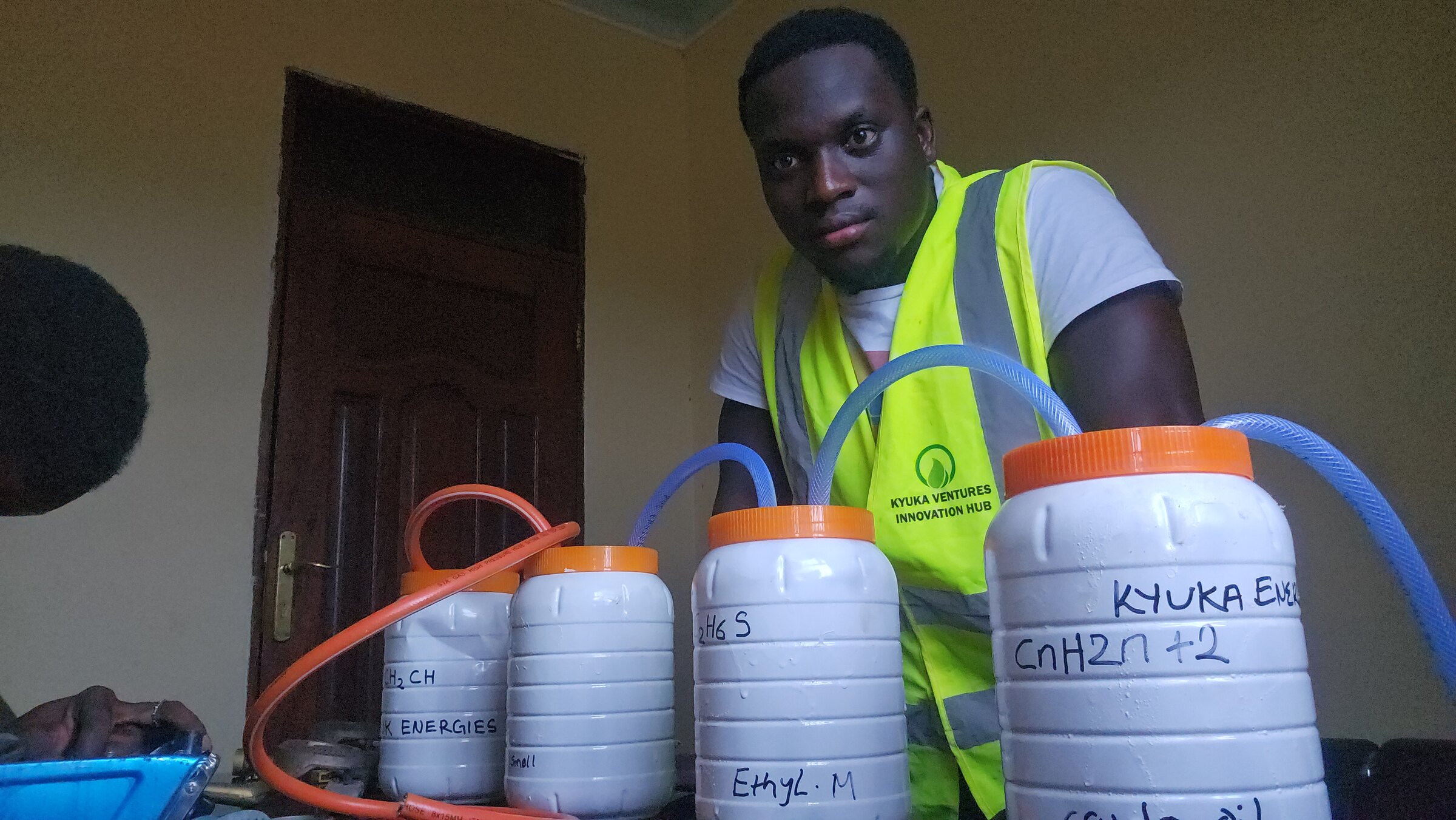 Kyuka safety technician running a burner flame test on refined LPG
